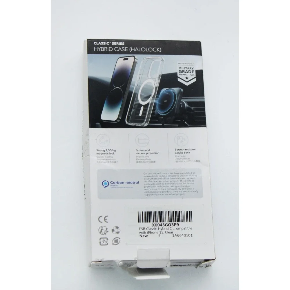 ESR Classic Hybrid Case HaloLock MagSafe for iPhone 15 Clear Shockproof Cover